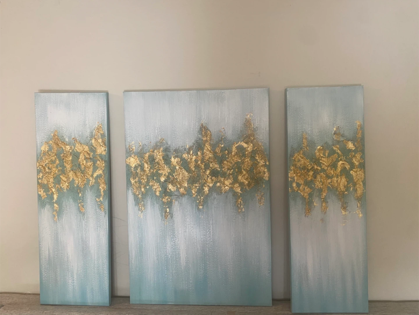 Abstract Gold Leaf Wall Art - 3 Piece Set
