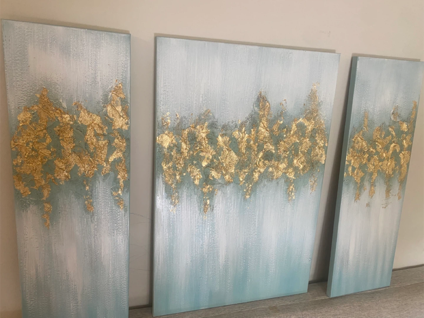 Abstract Gold Leaf Wall Art - 3 Piece Set - photo 2