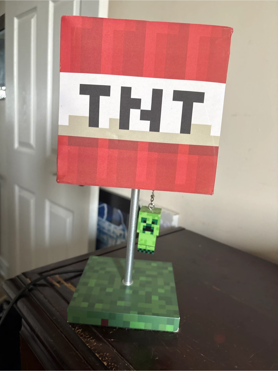 Minecraft TNT Block Lamp with Creeper Charm (collectable)