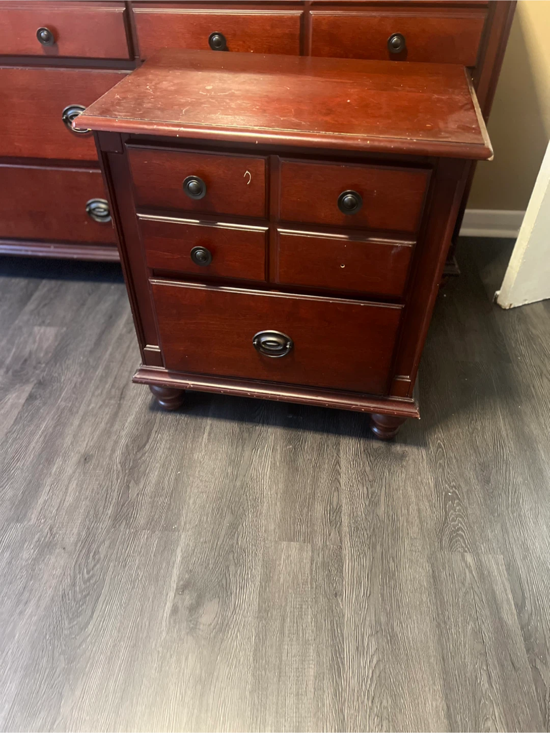 Solid wood Wooden Nightstand with Drawers - photo 2