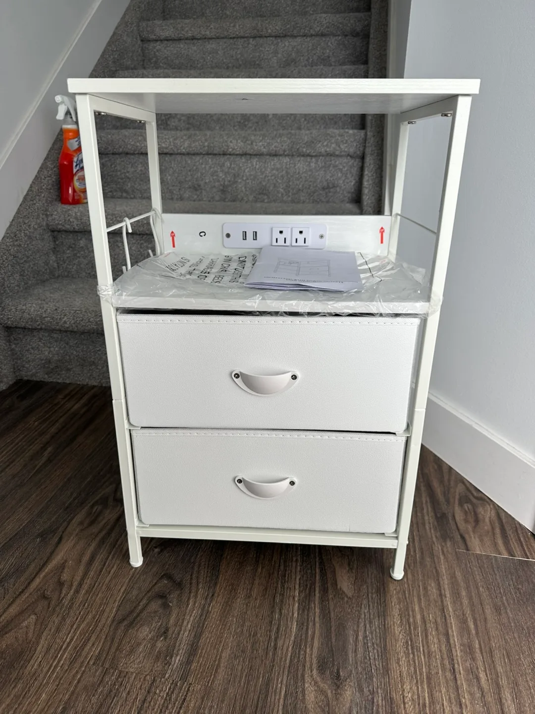 Brand New White Nightstand with Charging Station, 2 Drawers image indicator(2)