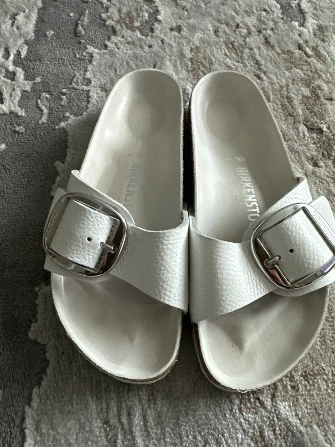 Birkenstock White Leather Sandals Size 38 thumbnail