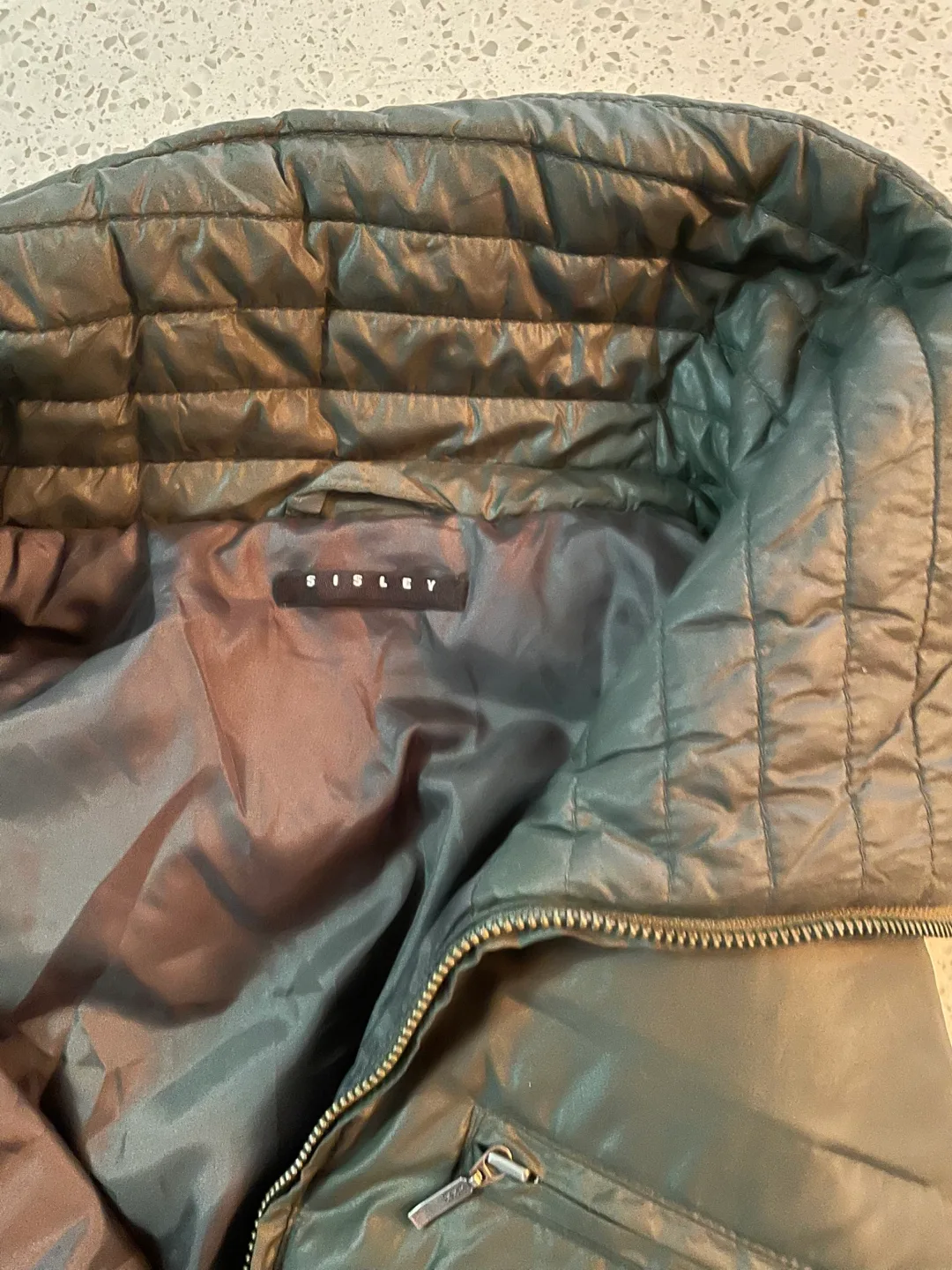 Sisley Olive Green Belted Puffer Jacket S image indicator(3)