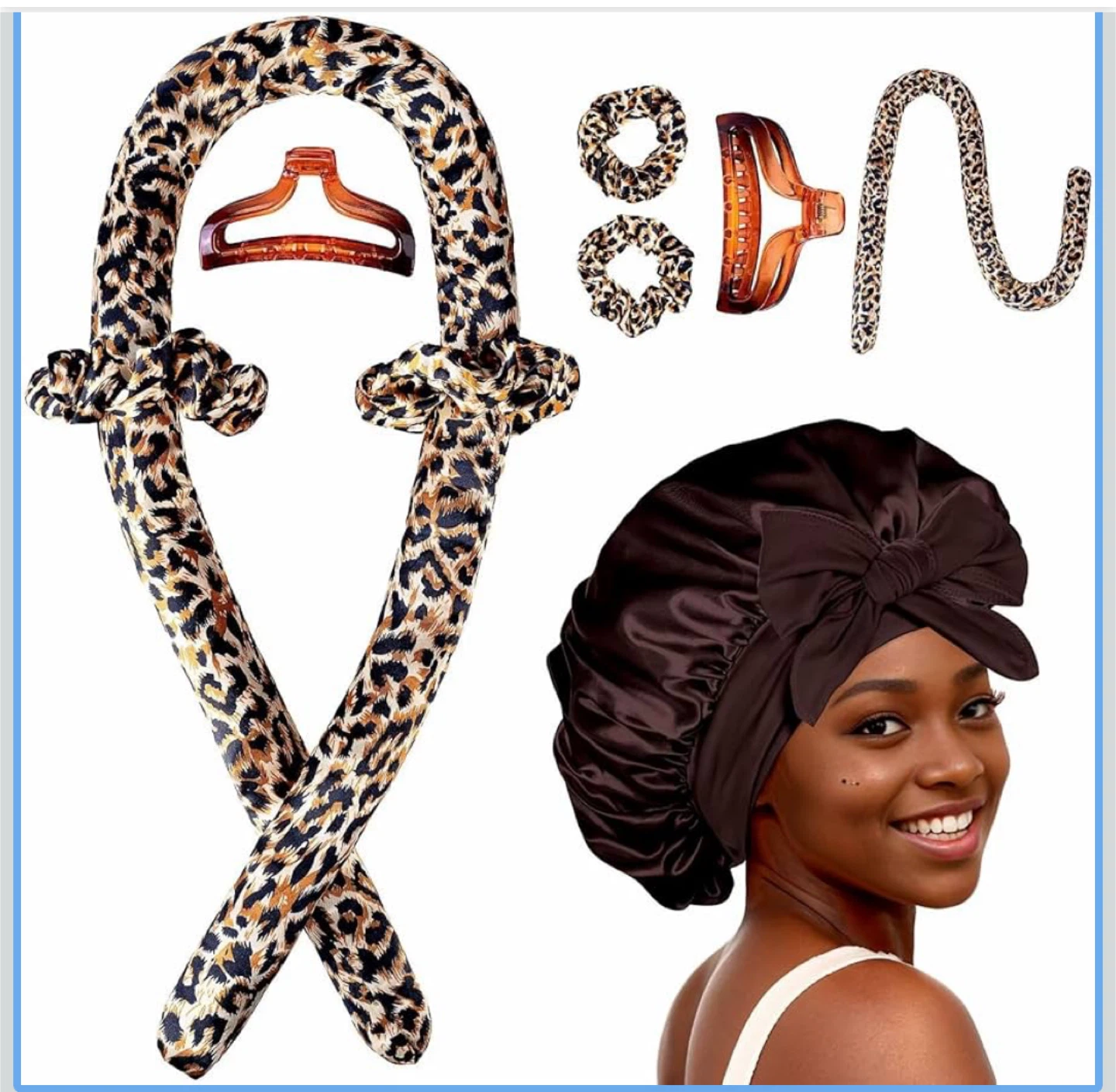 Heatless Hair Curler Set - Leopard Print