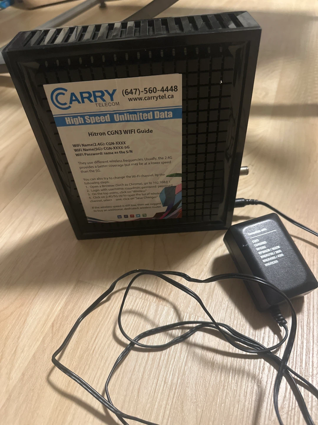 Carry Telecom Hitron CGN3 WiFi Router