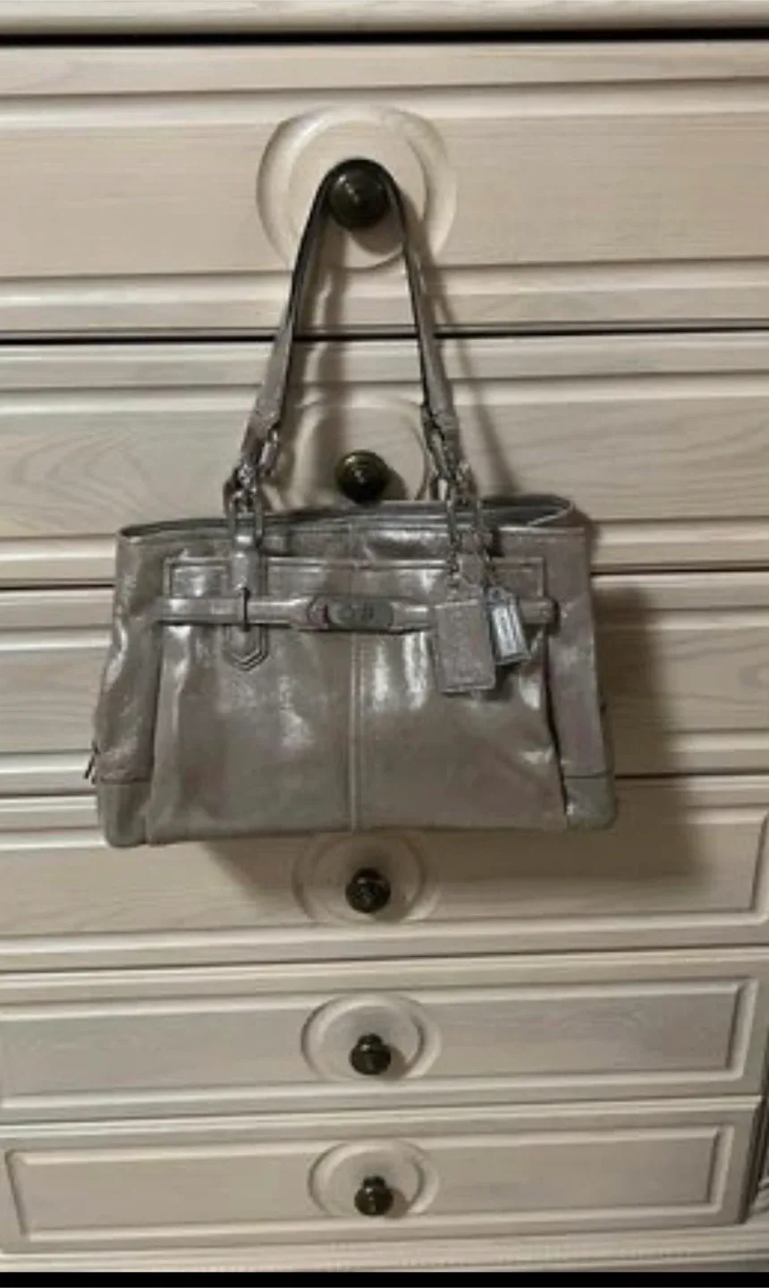 Coach Silver Leather Handbag image indicator(2)
