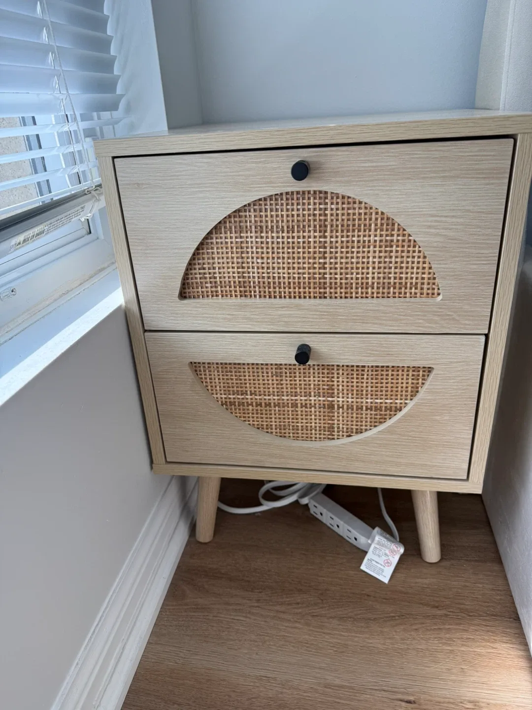 Rattan Nightstand with Two Drawers - Set of 2