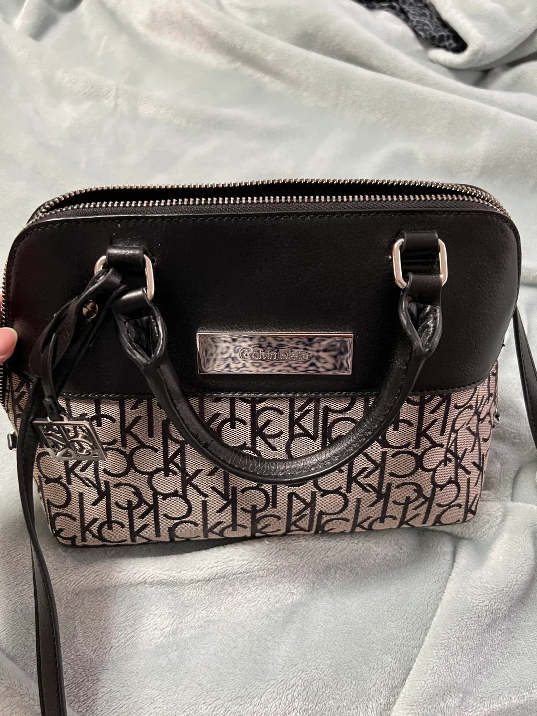 Calvin Klein Black & Beige Satchel