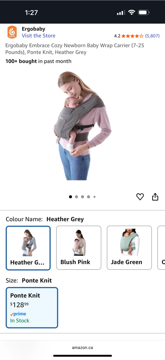 Ergobaby Embrace Cozy Newborn Carrier - Heather Grey - photo 2