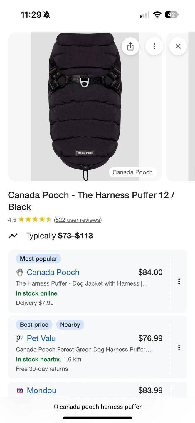 Canada Pooch Harness Puffer Dog Jacket - Size 14 image indicator(5)