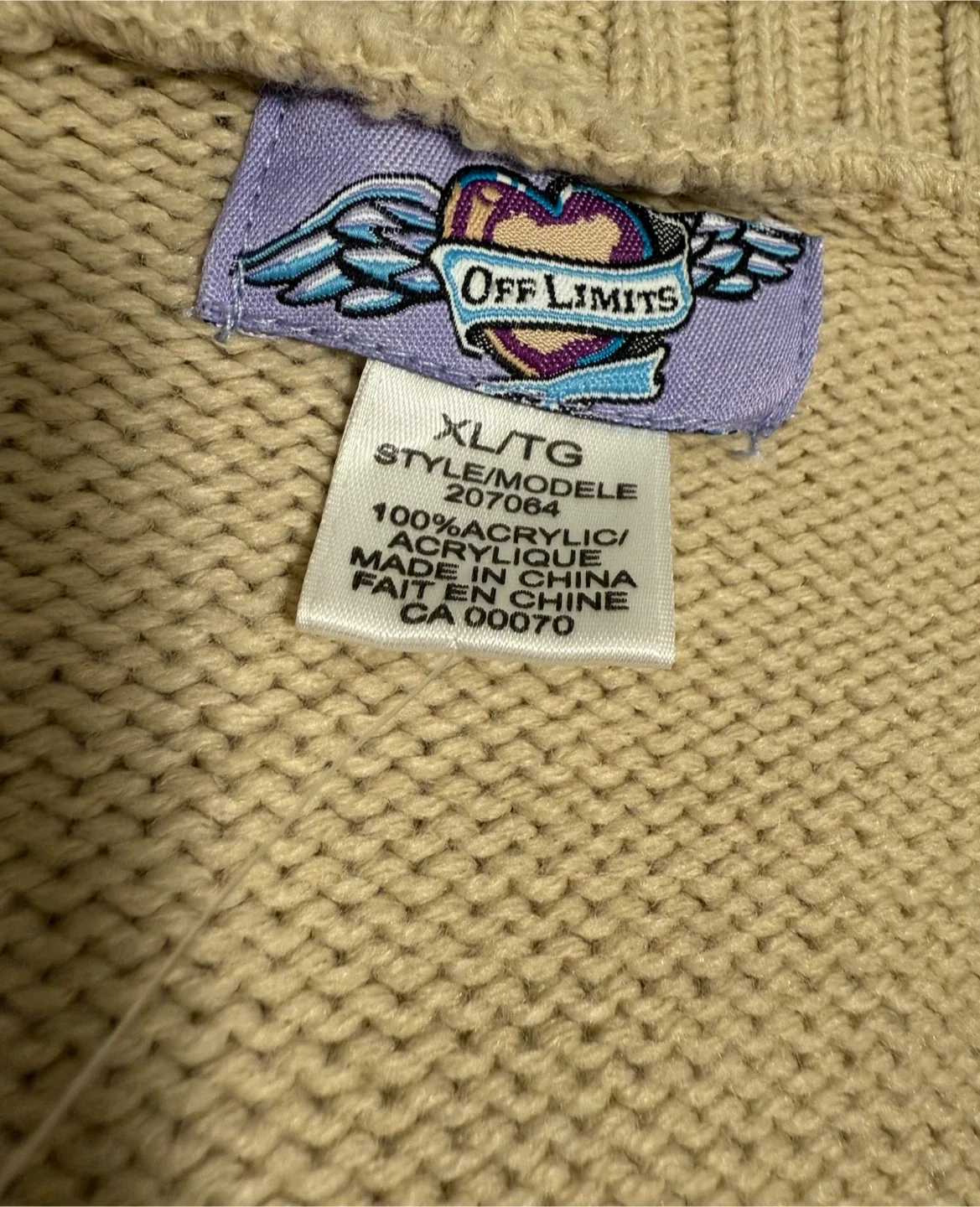 Off Limits Beige Knit Cropped Cardigan - XL image indicator(4)