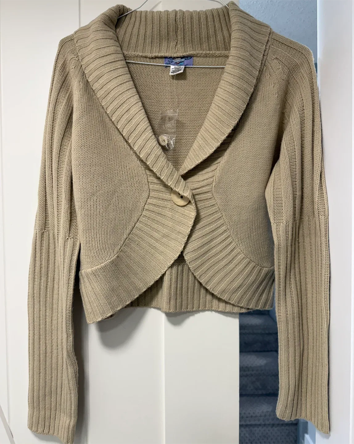 Off Limits Beige Knit Cropped Cardigan - XL image indicator(2)