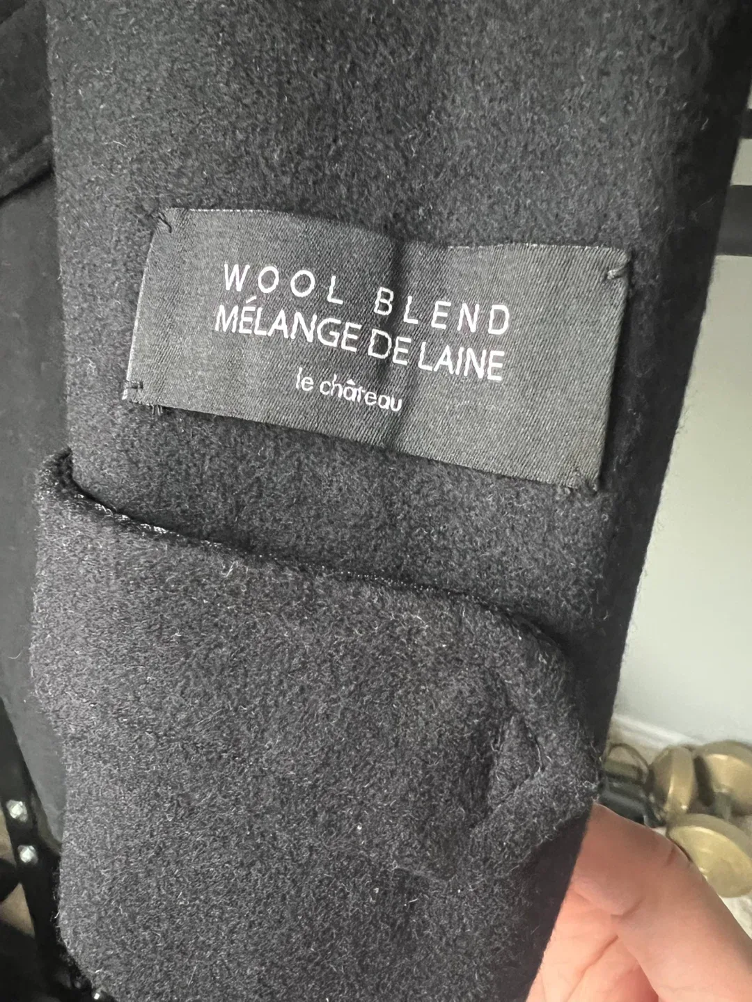 BNWT Men’s Le Chateau Wool Blend Black Coat image indicator(3)