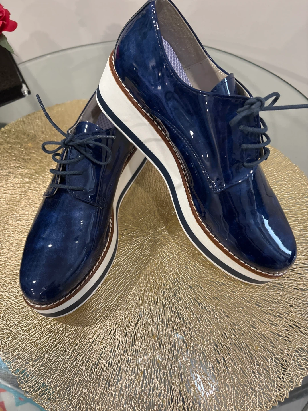 David Tyler Blue Patent Leather Platform Shoes - Size 39 - photo 2