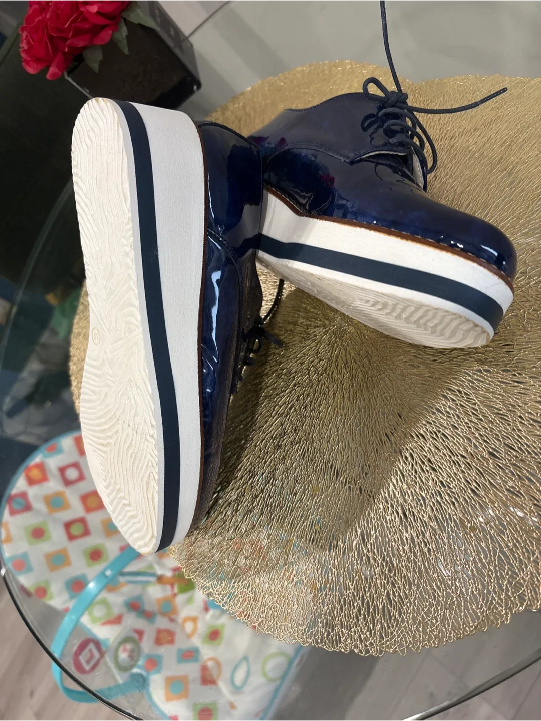 David Tyler Blue Patent Leather Platform Shoes - Size 39 image indicator(4)