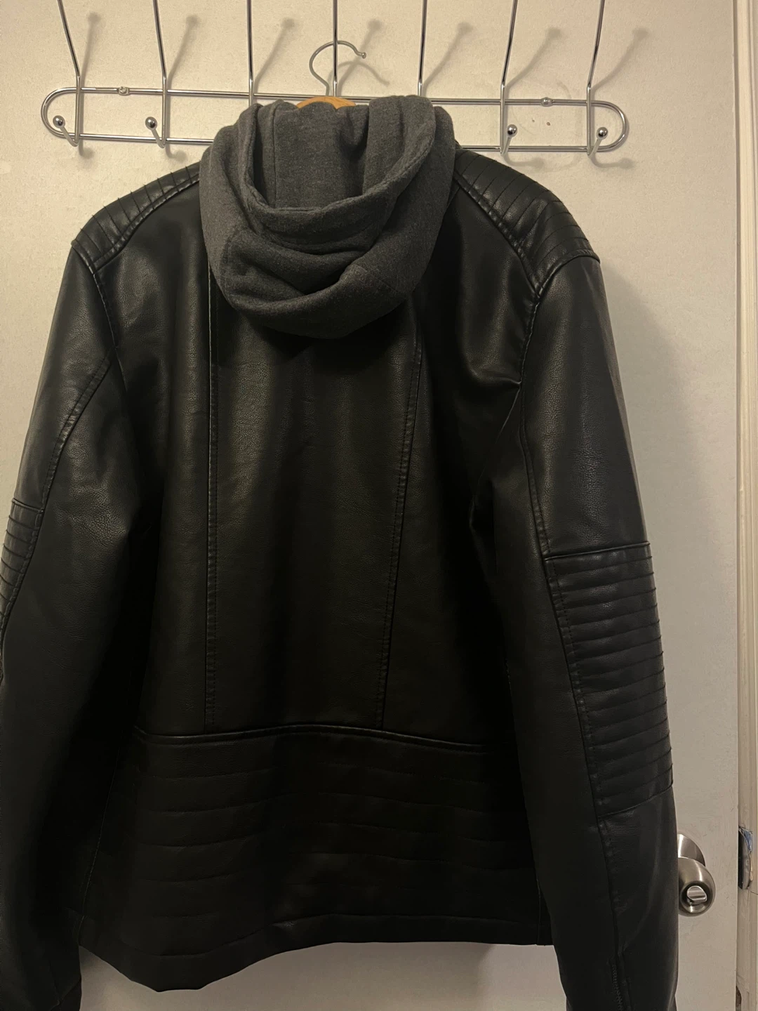 Levi's Mens Faux Leather Hooded Racer Jacket - Size M - photo 3