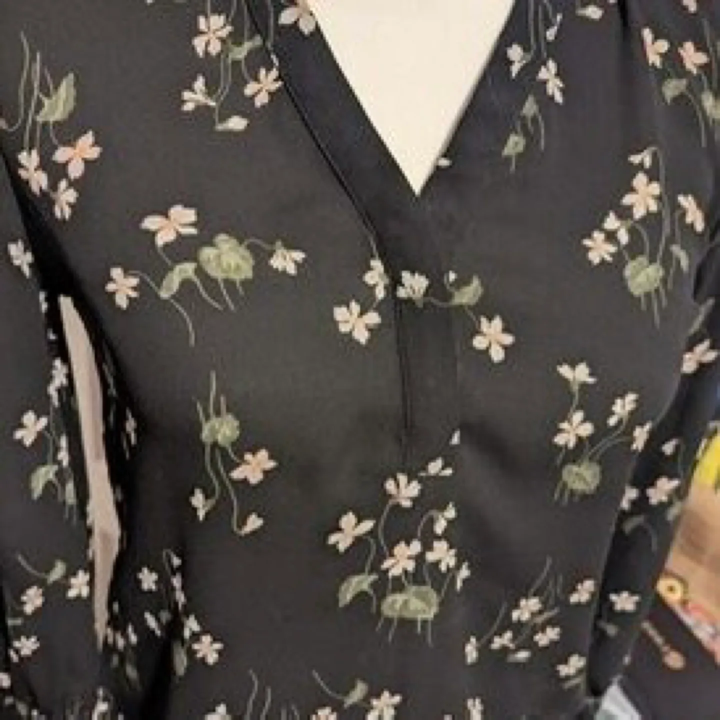 Ann Taylor Black Floral Blouse, Size Medium - Brand New! thumbnail