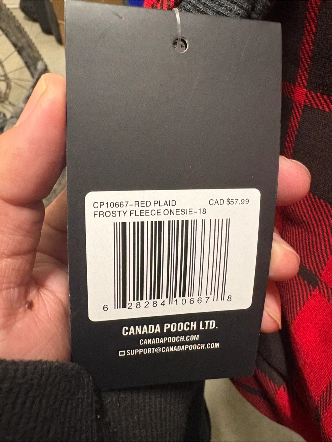 Canada Pooch Frosty Fleece Onesie - Red Plaid - Size 18 image indicator(5)