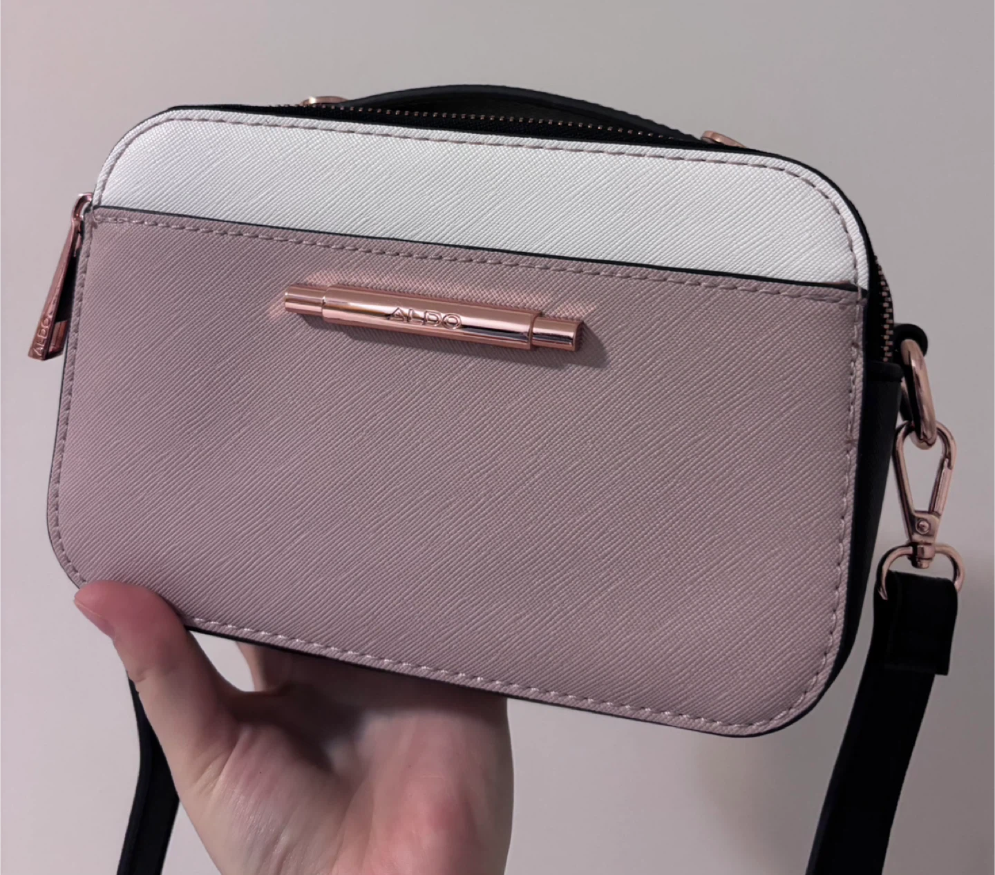 Aldo Crossbody Bag - Blush, White & Black
