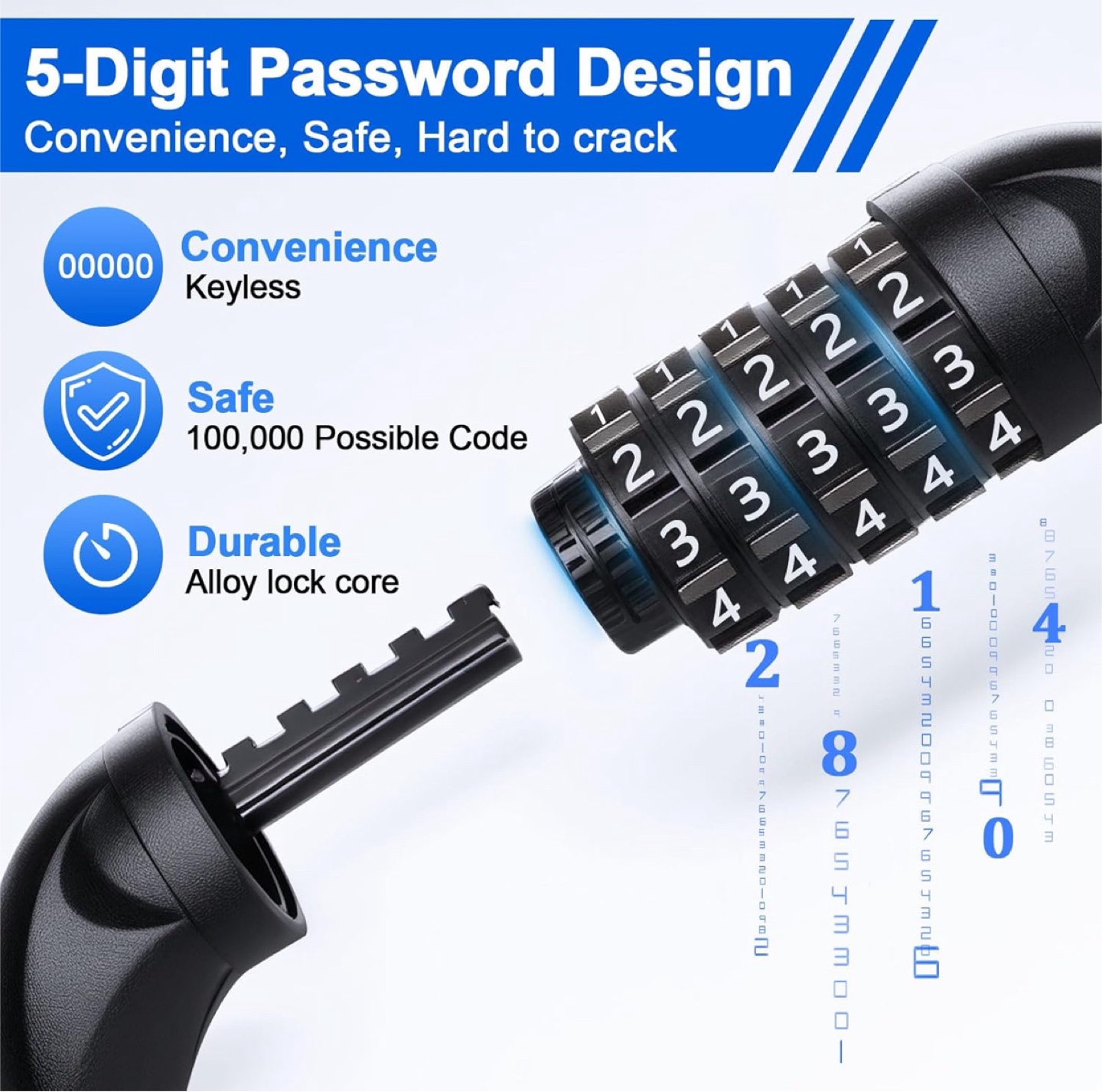 Bike Chain Lock - 5 Digit Combination - photo 4