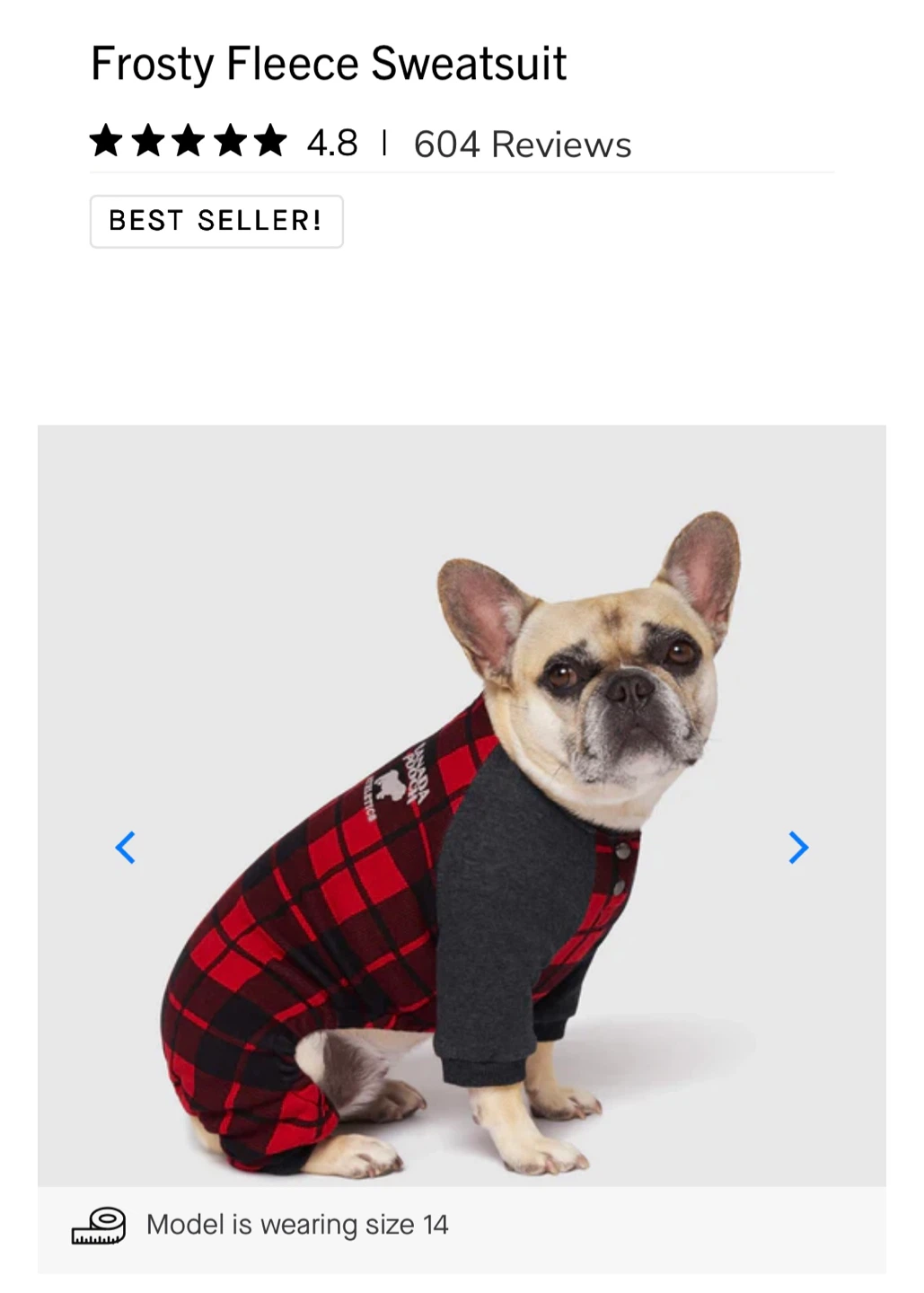 Canada Pooch Frosty Fleece Onesie - Red Plaid