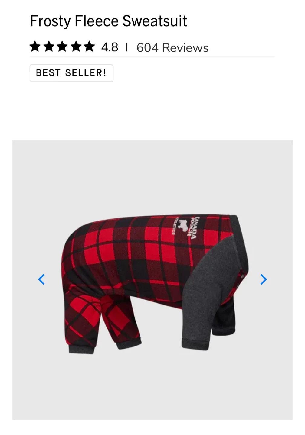 Canada Pooch Frosty Fleece Onesie - Red Plaid - Size 18 image indicator(7)