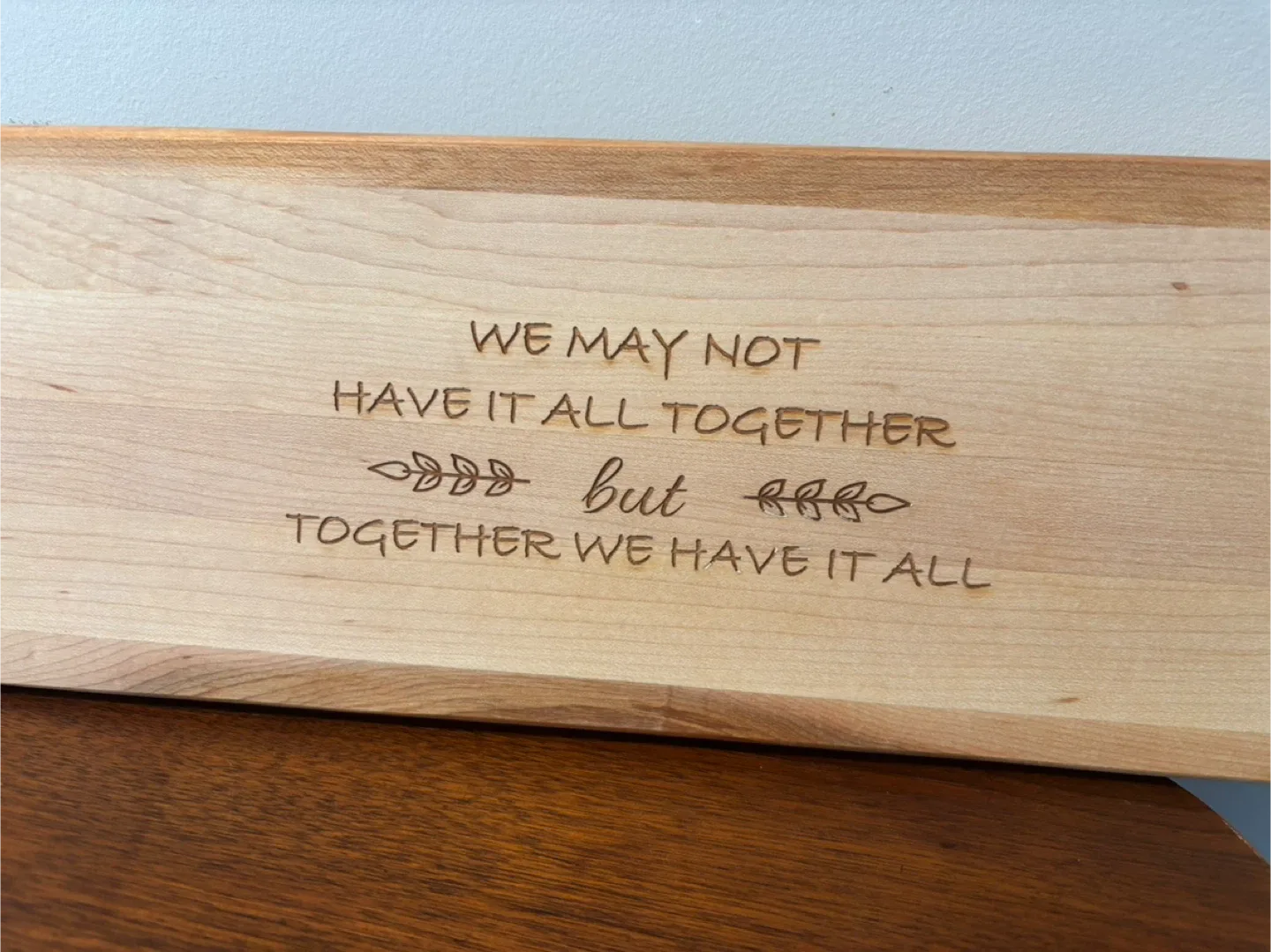 Maple Wooden Cutting Board with Engraved Saying image indicator(2)