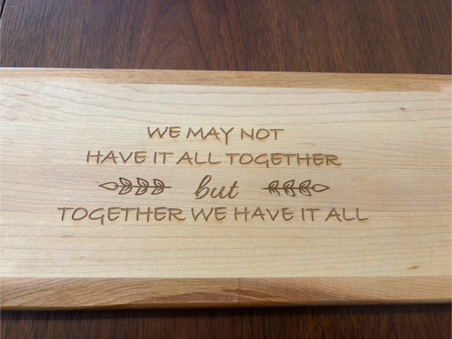 Maple Wooden Cutting Board with Engraved Saying image indicator(6)