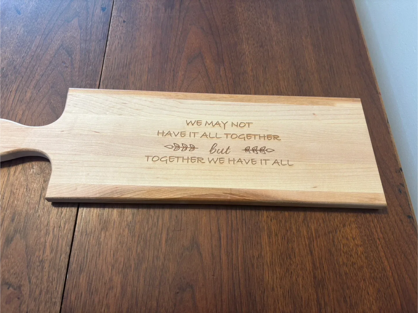 Maple Wooden Cutting Board with Engraved Saying image indicator(5)