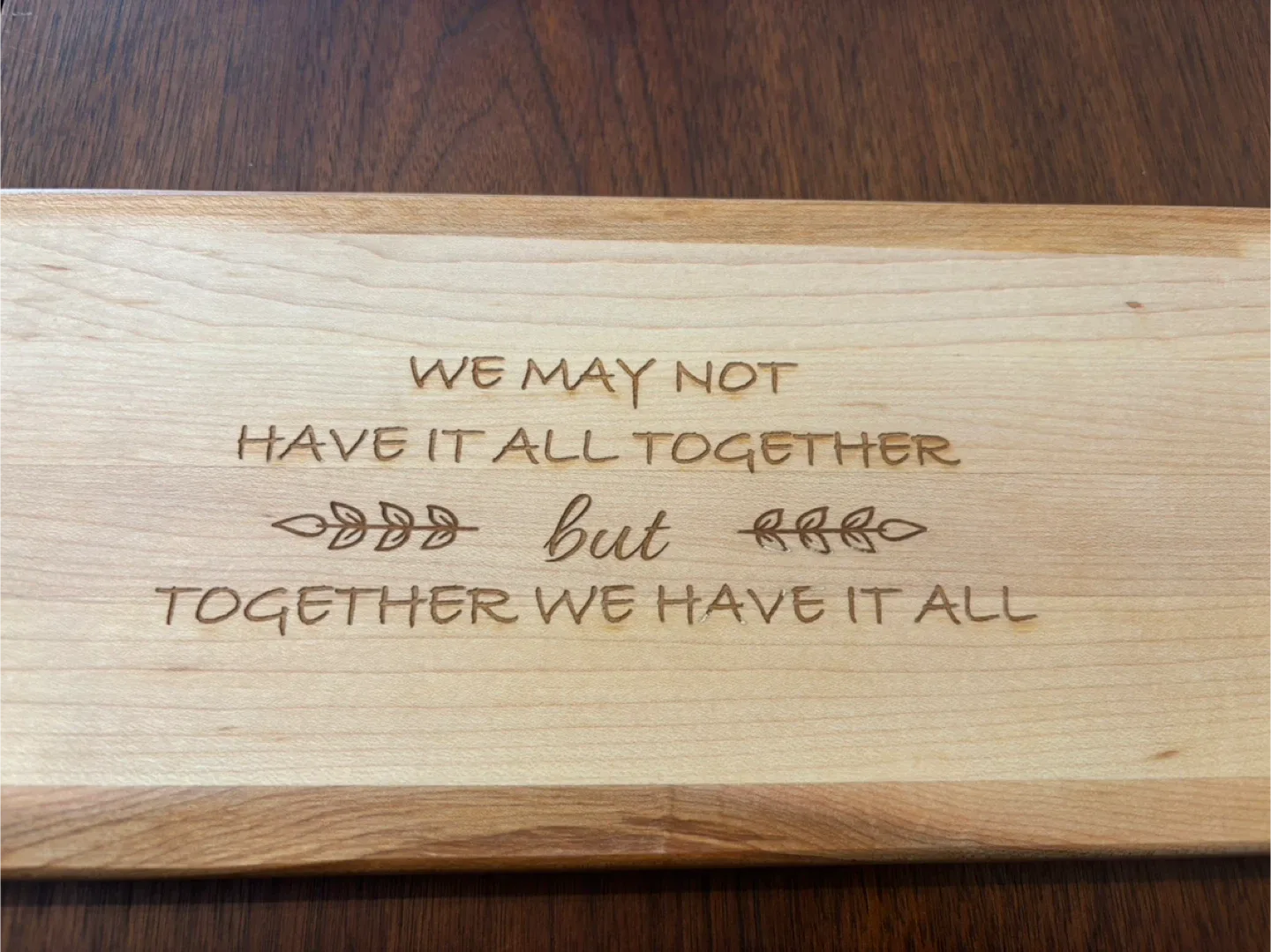 Maple Wooden Cutting Board with Engraved Saying image indicator(7)