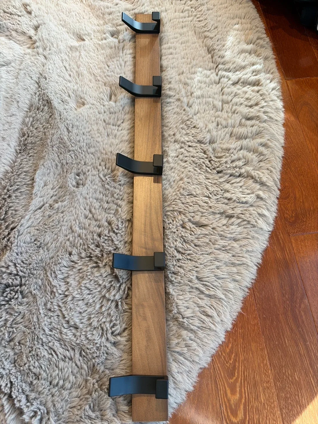 Wooden Coat Rack with Black Hooks thumbnail