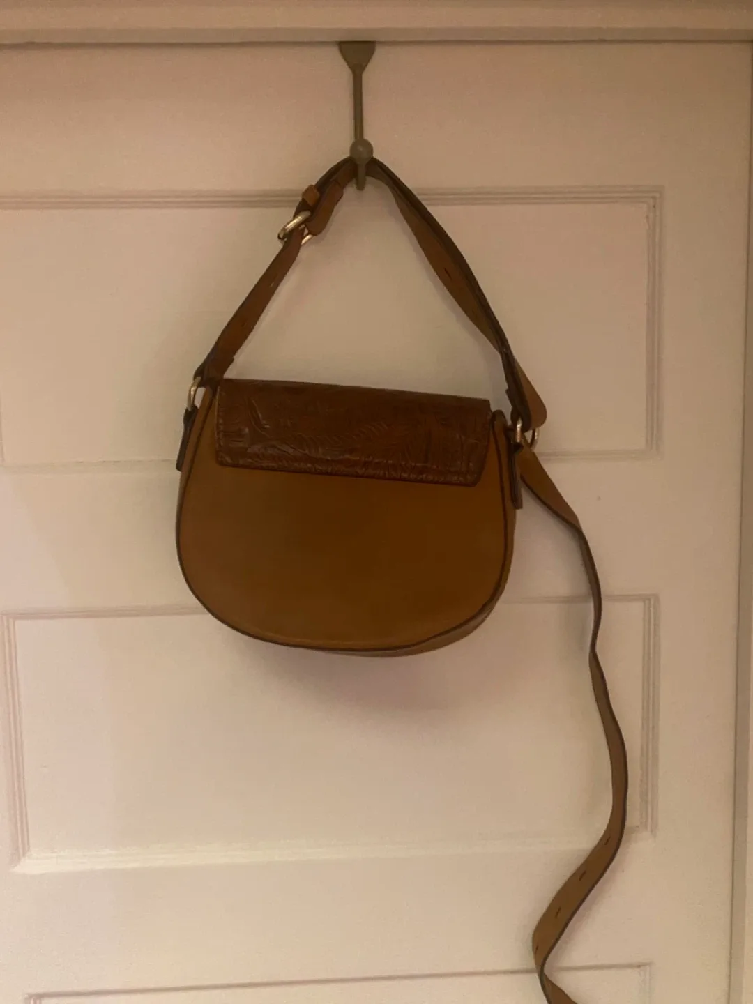 Brown Saddle Bag with Embossed Detail image indicator(2)