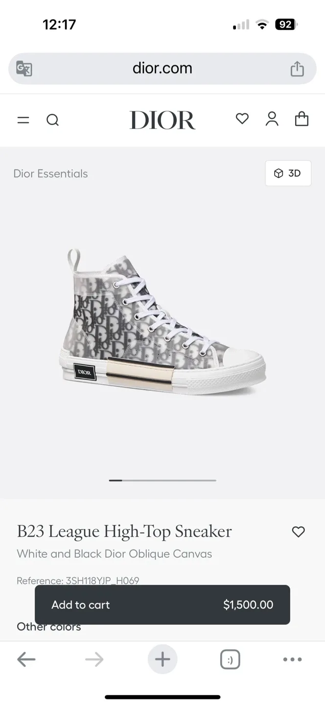 Dior Oblique High-Top Sneaker - Size 37 image indicator(6)