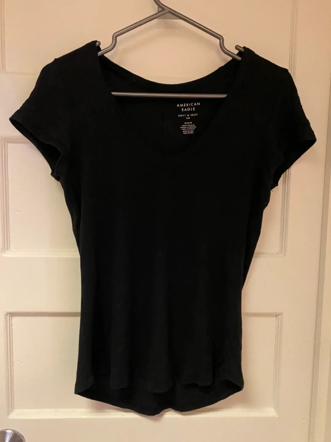 American Eagle Black Soft & Sexy Rib T-Shirt M thumbnail