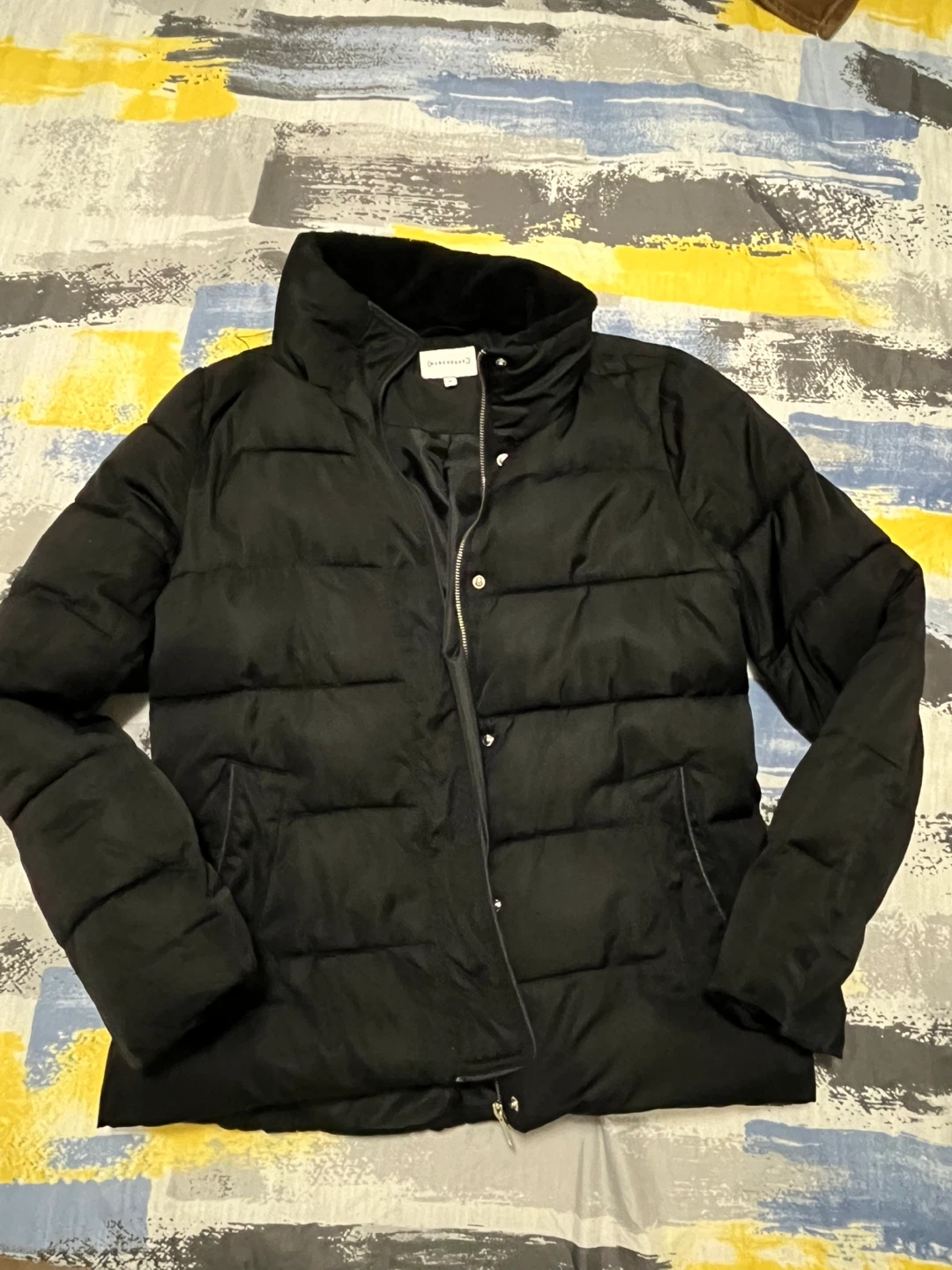 Warehouse Black Puffer Jacket - Size 14