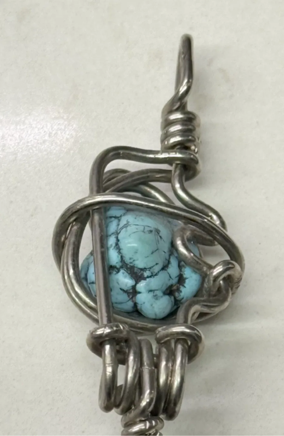 Handmade Turquoise & Obsidian Pendant image indicator(5)