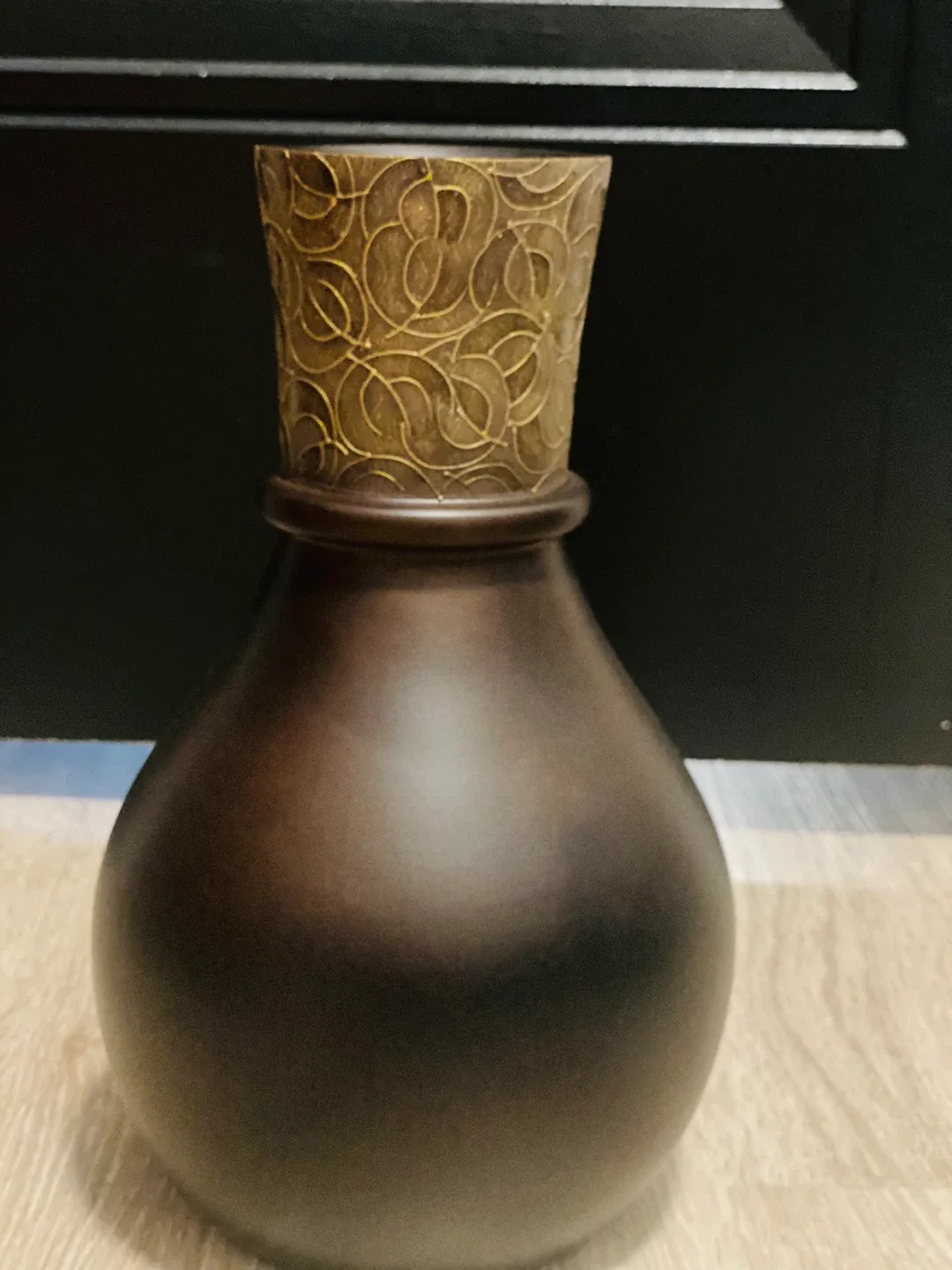 Brown Decorative heavy wooden Vase thumbnail