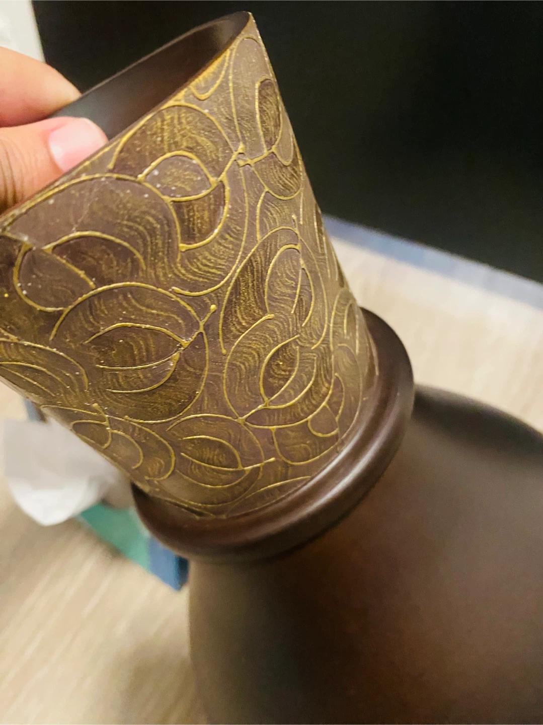 Brown Decorative heavy wooden Vase - photo 3