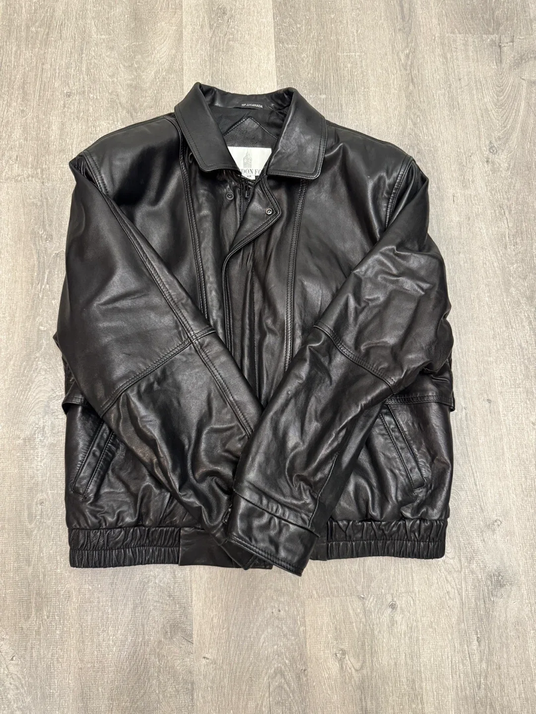London Fog Black Leather Jacket Size 42R image indicator(3)