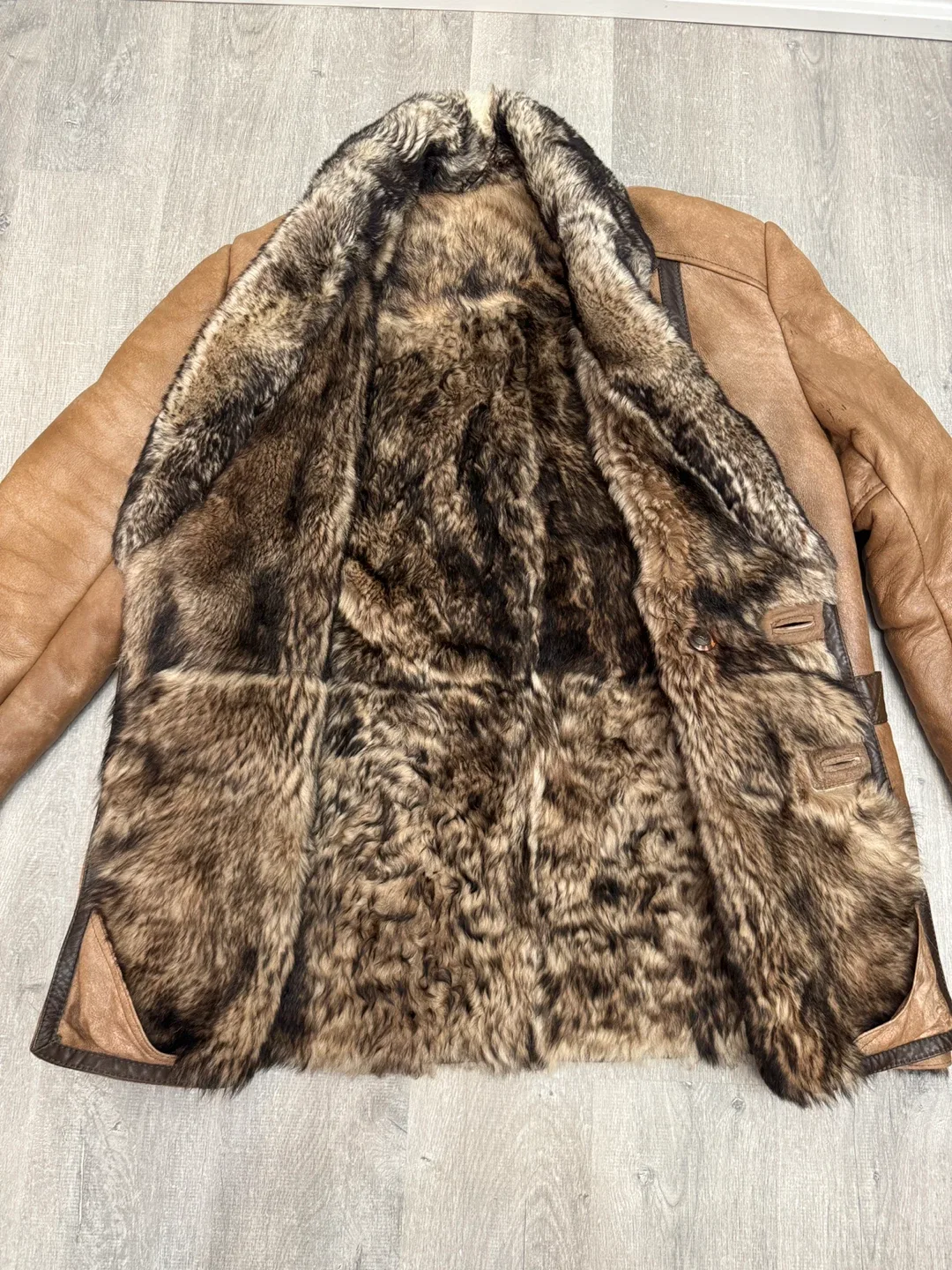 Vintage Brown Leather & Fur Coat image indicator(3)