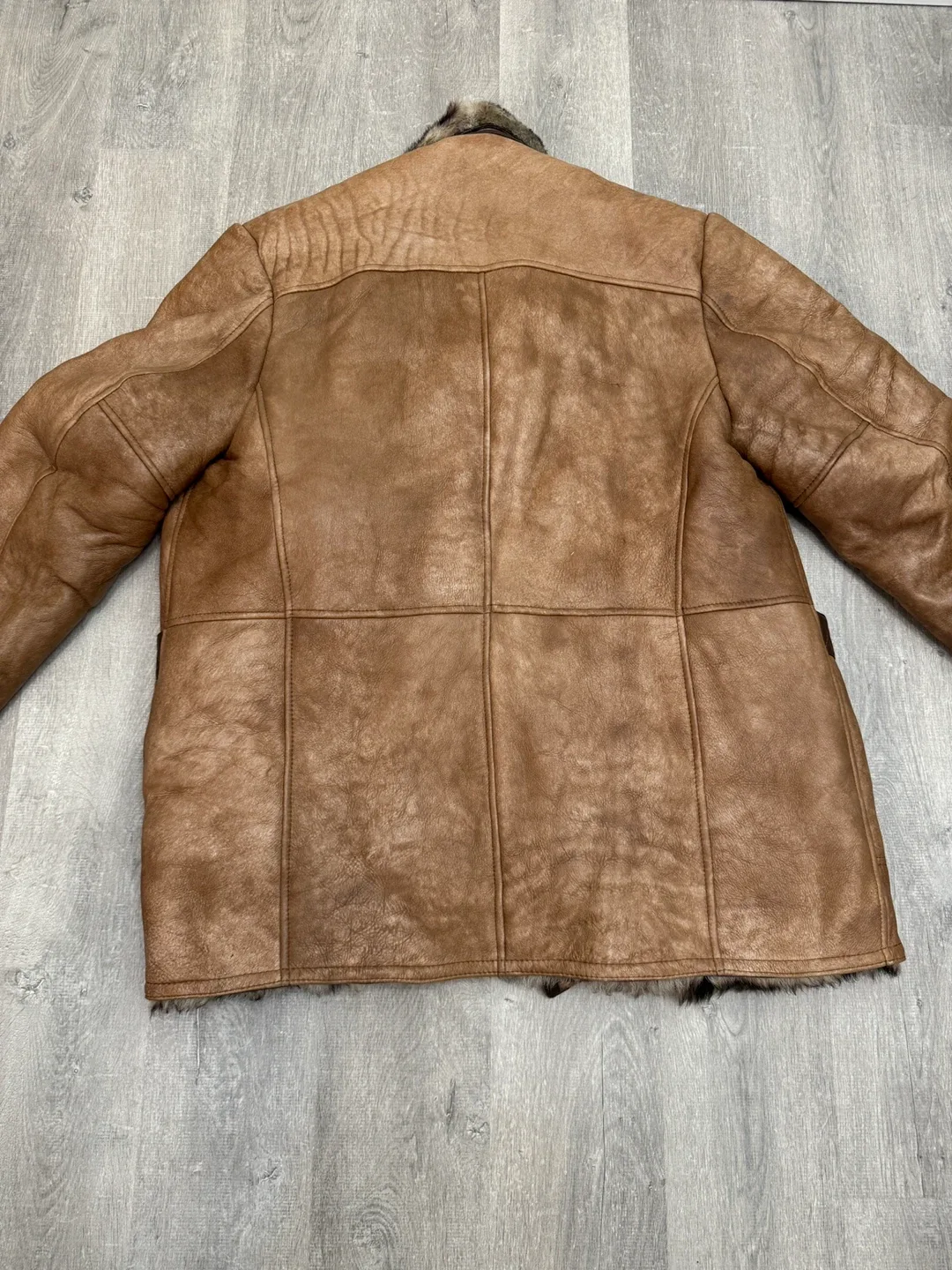 Vintage Brown Leather & Fur Coat image indicator(2)