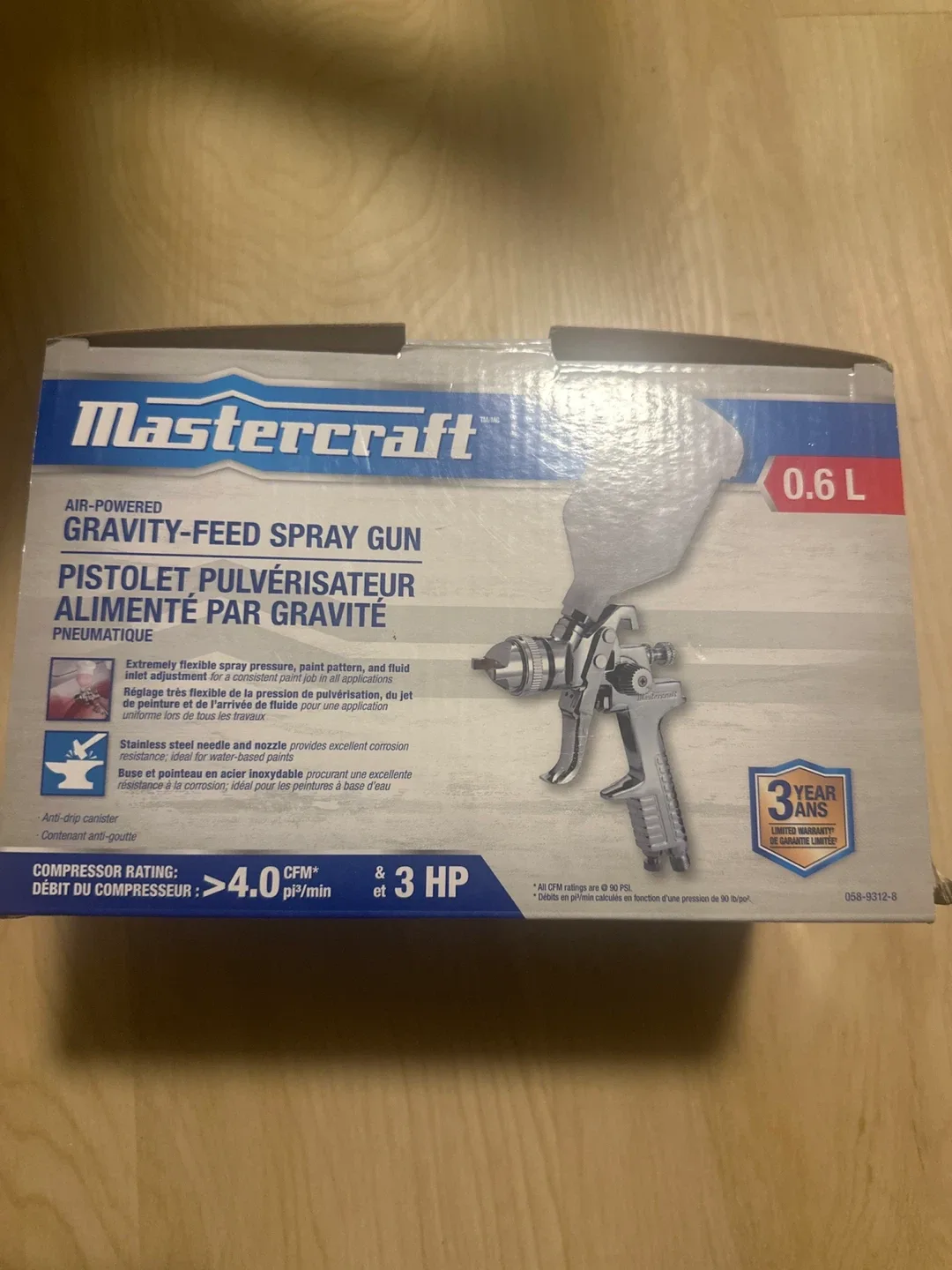 Mastercraft Gravity-Feed Spray Gun - 0.6L image indicator(2)