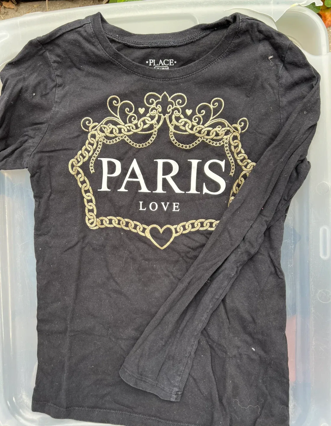 Children's Place Paris Love Black Shirt - L (10/12) thumbnail