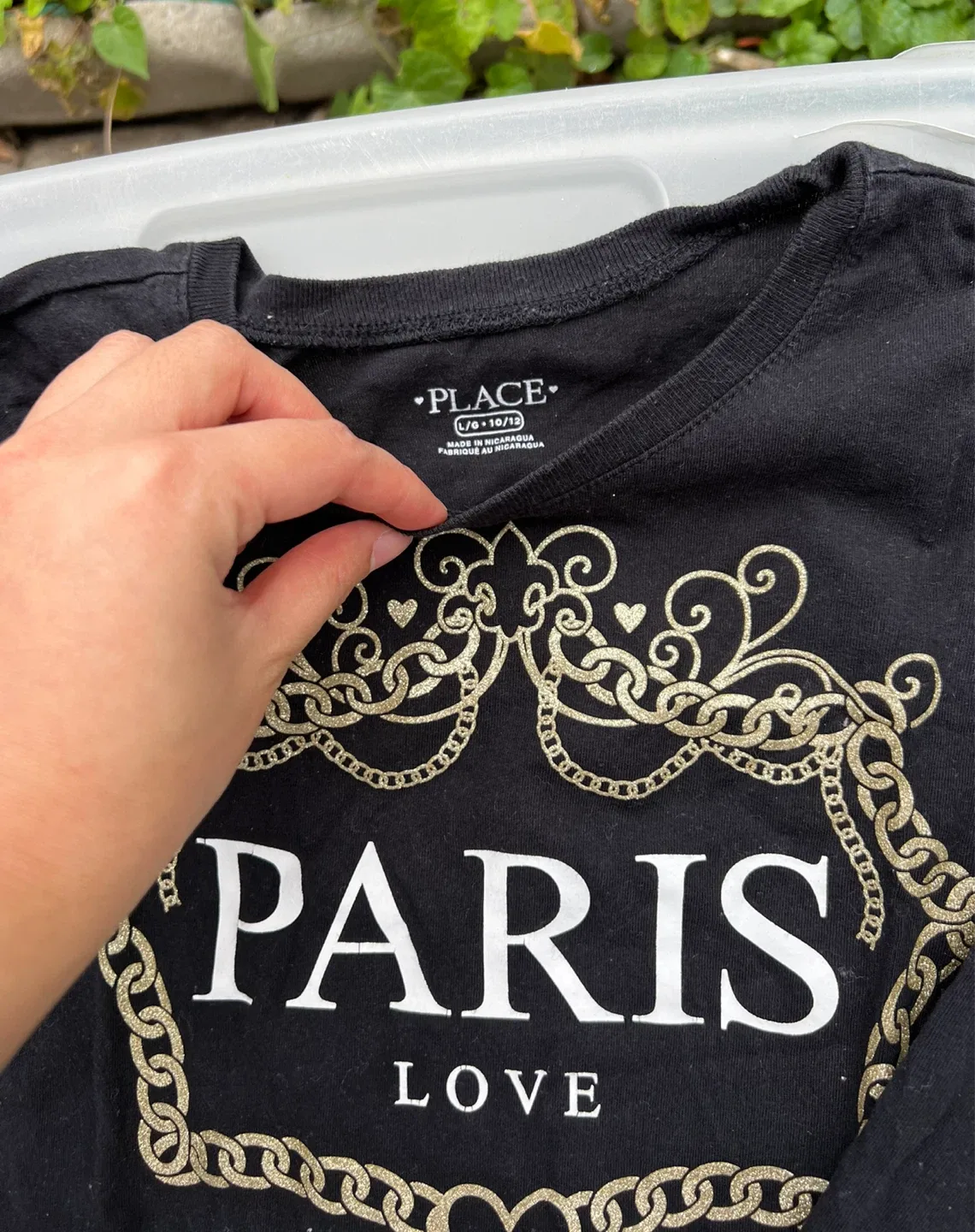 Children's Place Paris Love Black Shirt - L (10/12) image indicator(2)