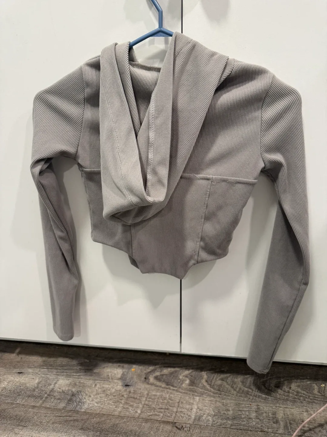 Grey Cropped Zip-Up Hoodie image indicator(2)