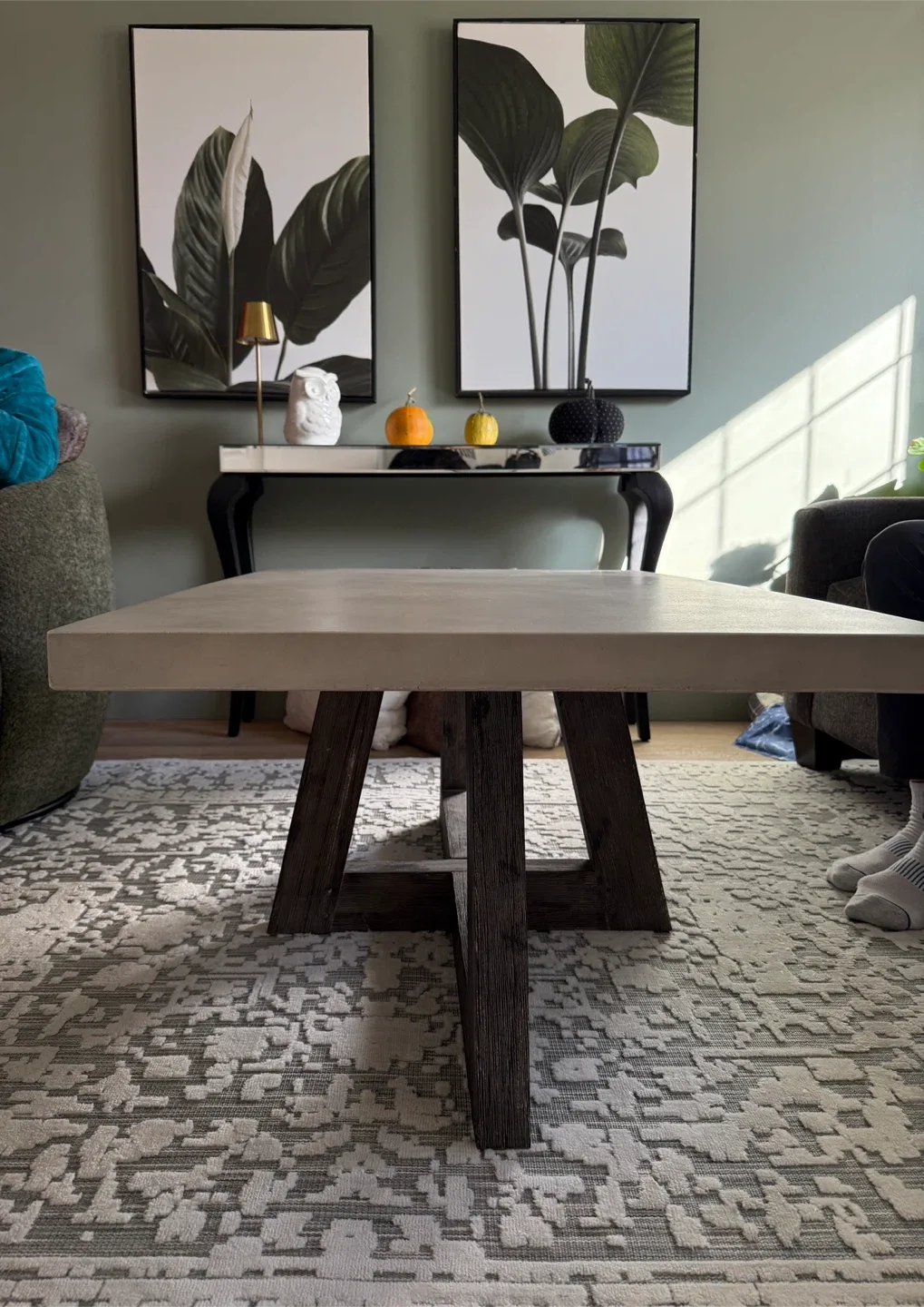 Concrete Coffee Table with Wood Base image indicator(2)