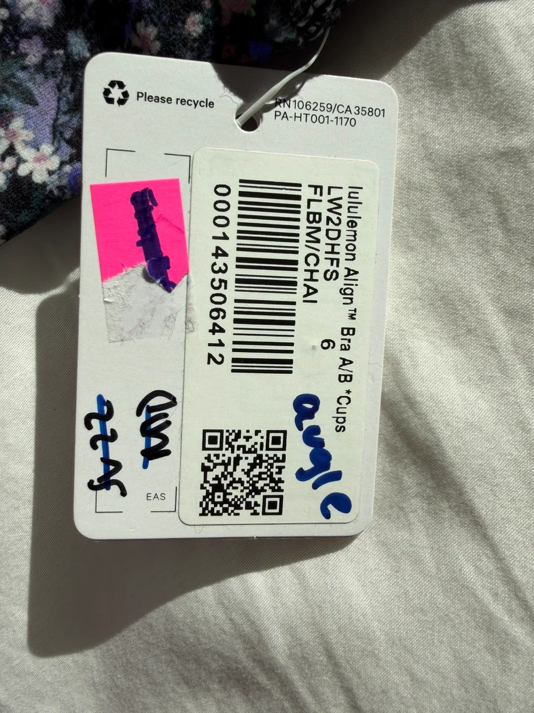 Lululemon Align Bra A/B Cups Size 6 Floral image indicator(4)