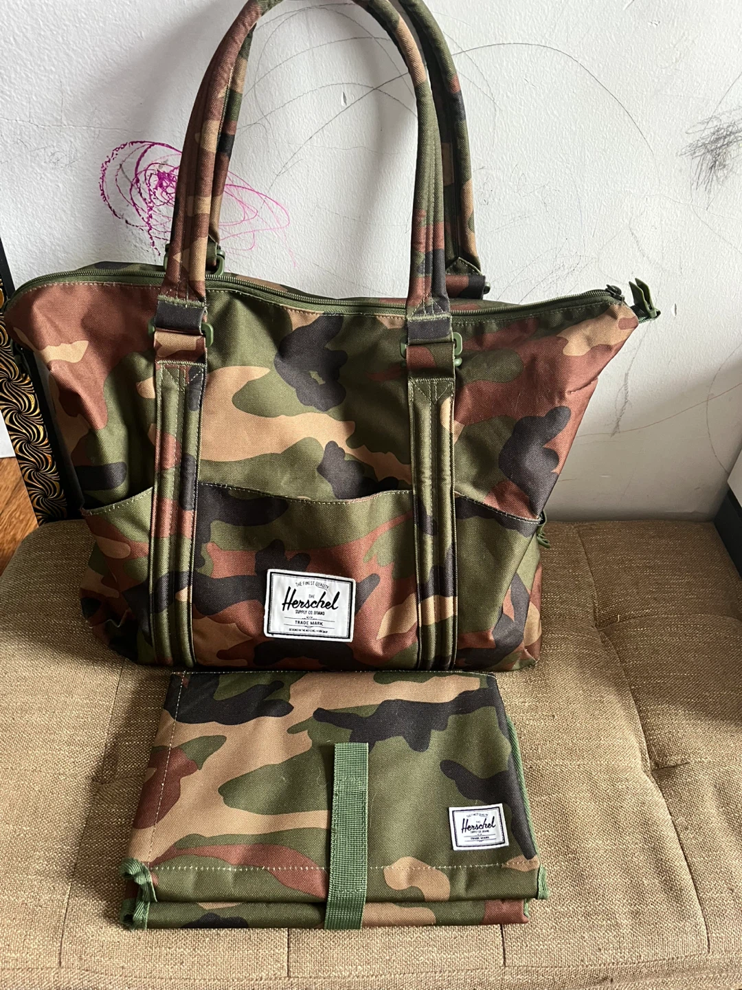 Herschel Diaper bag with portable changing table