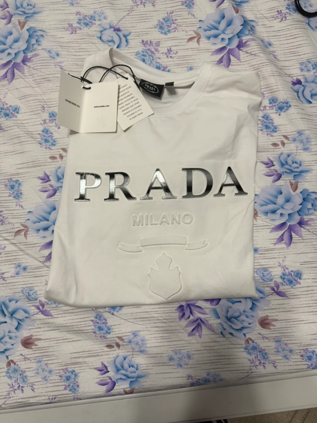 White Prada T-Shirt - Size L