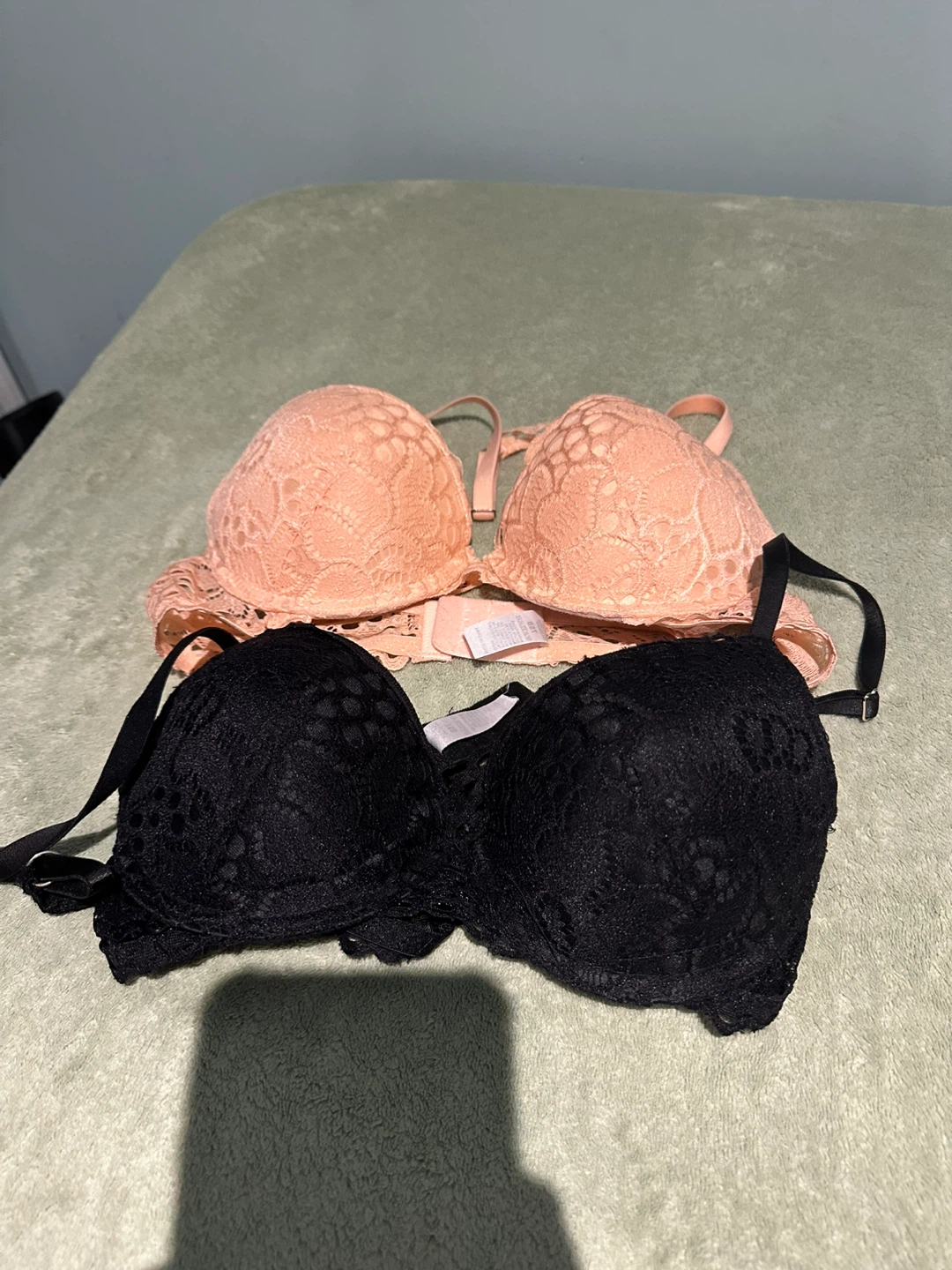 Bras - Size 34B - Black and Peach